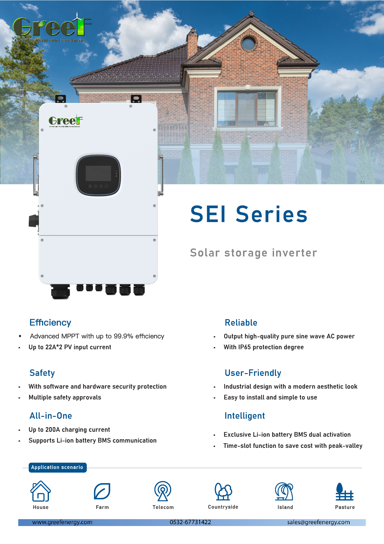 SEI-SP series_EU_48V_8～12kW_230V_Solar storage inverter_Datasheet_V1.1-01